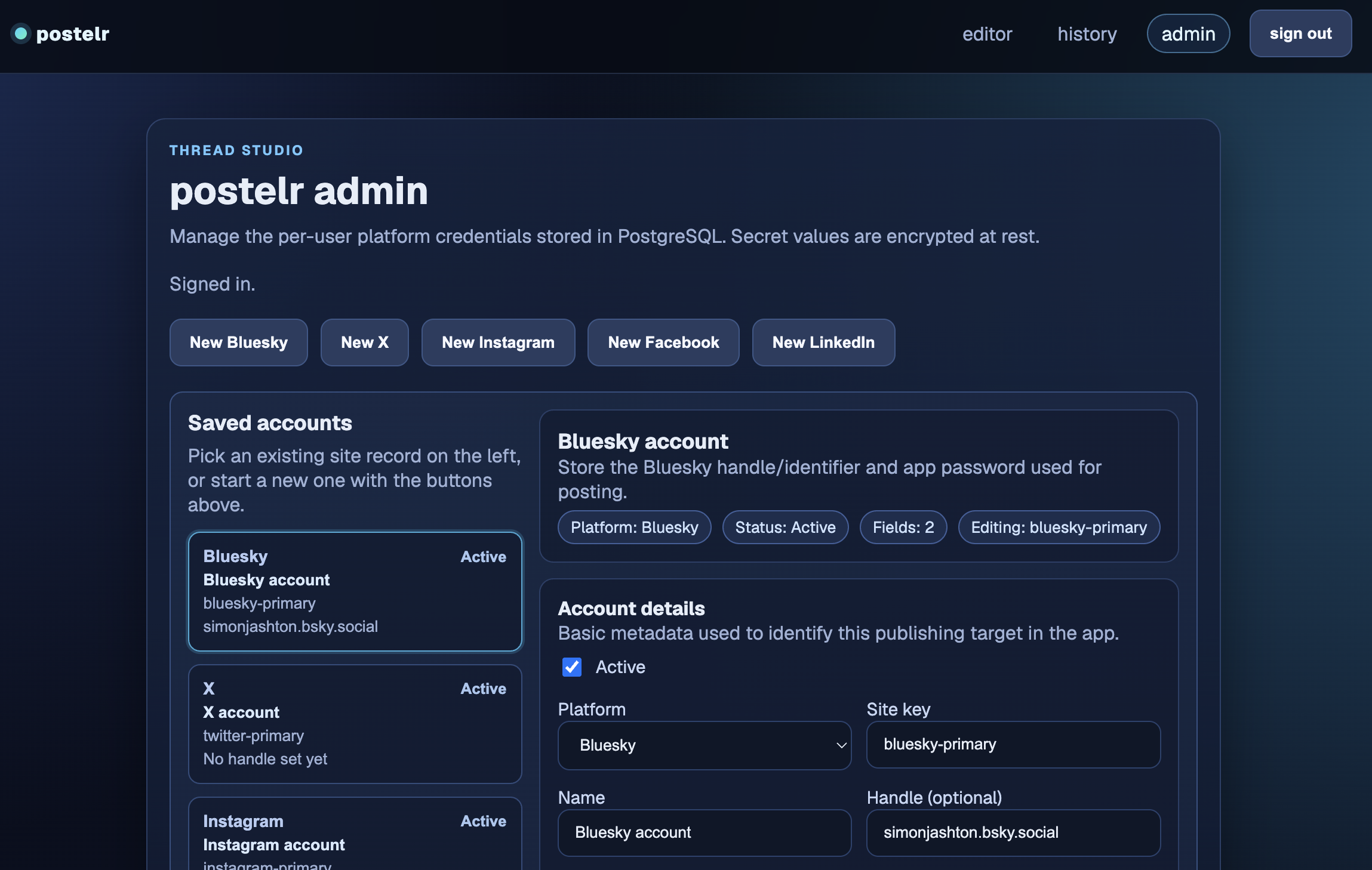 Postelr interface screenshot 1