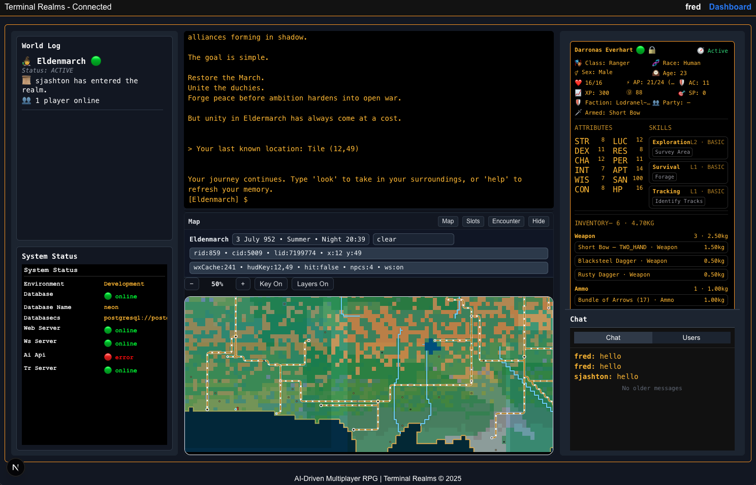Terminal Realms interface screenshot 2